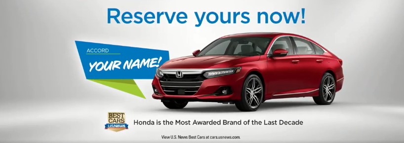 Red Honda with "Reserve yours now!" in text