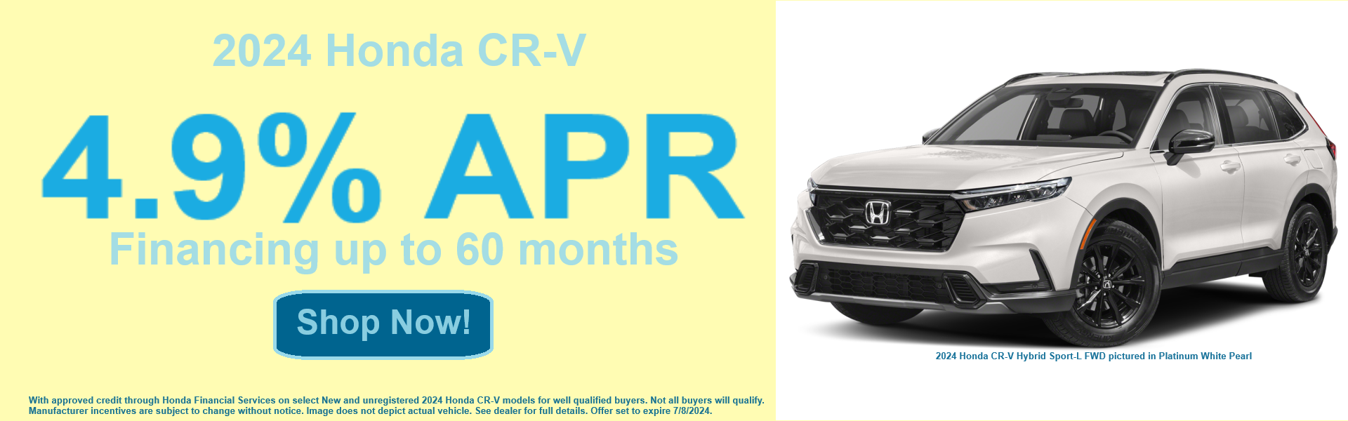 Honda CR-V APR Banner with yellow background
